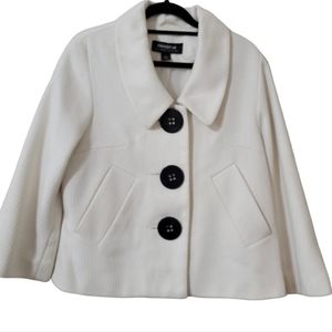 White Swing Style Jacket with Large Black Buttons